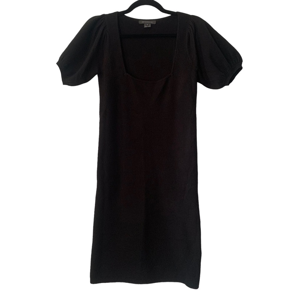 34. French Connection Black Ribbed Midi Dress Size S